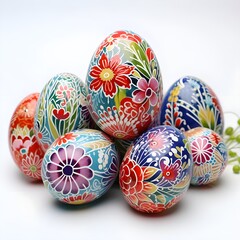 Fototapeta premium Easter Eggs white background