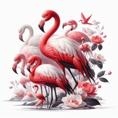 pink flamingo isolated on white