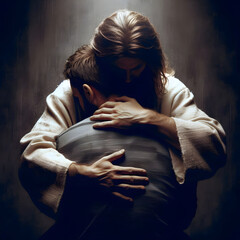Jesus comforting man