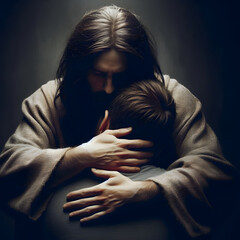 Jesus comforting man