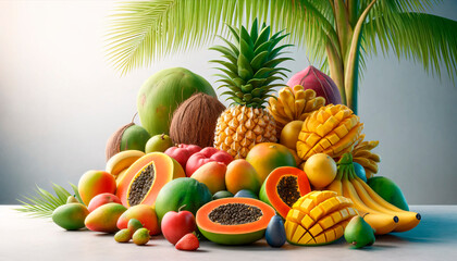various tropical fruits on the table