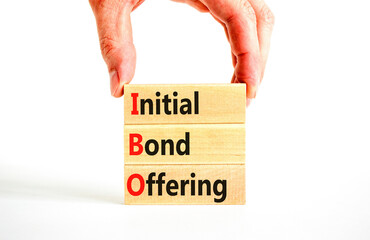 IBO initial bond offering symbol. Concept words IBO initial bond offering on beautiful wooden...