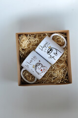 canecas de papai e mamãe do ano em caixa de presente 