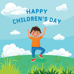 World happy children's day Celebrations background design vector illustration. Happy Children's Day November 20.. poster, kids plying, family, Children day. Suitable for banners, social media.