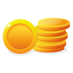 stack of gold coins in cartoon. gold shiny coins