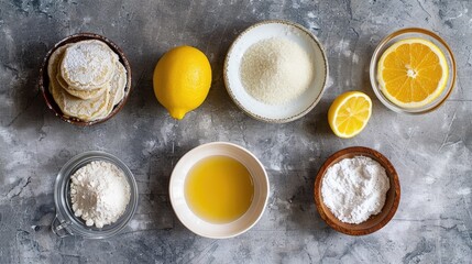 Homemade Pancake Recipe Ingredients on a Stone Surface