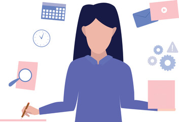 The girl is working.