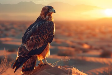 a cute eagle in the desert