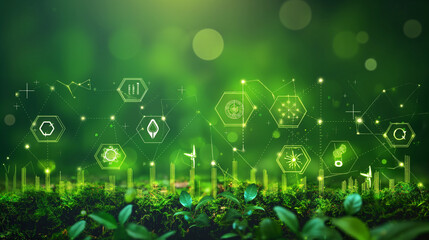 Net zero and carbon neutral concept. Net zero greenhouse gas emissions target. Climate neutral long term strategy with green net zero icons. Environment web banner with green city vector template.