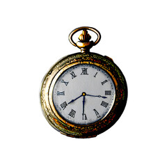 Elegant pocket watch in painting style isolated on transparent background