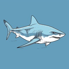 Obraz premium Streamlined shark outline flat design top view predator of the sea theme water color Monochromatic Color Scheme