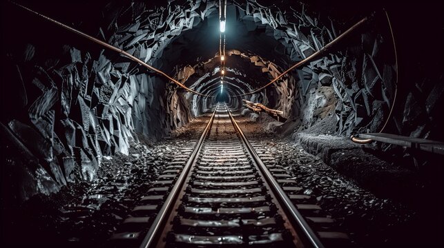 miner's coal mine. process of coal and ore mining. Mining tools and equipment