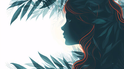 Silhouette with Leaves and Highlights, Representing Bulimia Nervosa Disorder for Website Background