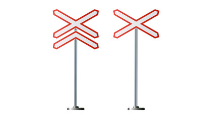 Railway signs approaching the railway track Railway signs set isolated on a white background. Vector railroad traffic light