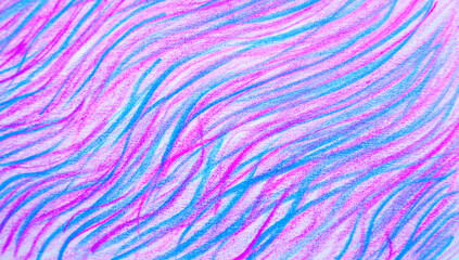 Blue and purple waves, hand drawn lines on paper as artistic creative abstract backdrop pastel background, texture