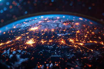 Obraz premium Abstract world map, concept of global network and connectivity, international data transfer and cyber technology, worldwide business, information exchange and telecommunication, 3D render 