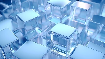 Digital technology blue and white cube poster background