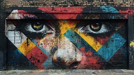 brick wall with a piece of street art that has been used to raise awareness about environmental issues or social injustices, demonstrating the power of street art to promote social change.stock image