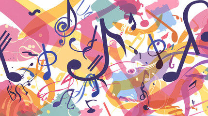 Fototapeta premium Abstract Classical music hand drawn doodle banner cartoon vector image