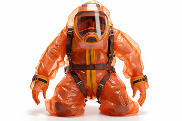 firefighter bio hazard suit isolated on white. generative AI