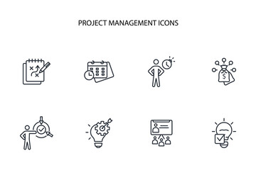 Project Management icon set.vector.Editable stroke.linear style sign for use web design,logo.Symbol illustration.