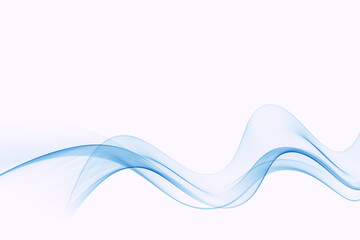 Abstract wavy blue wave background, transparent wavy lines. Wave of blue smoke. on a white background.