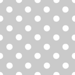 Fluffy distressed dots seamless pattern. Modern dots print. Dotted allover background. White spots circles on grey background