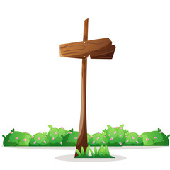 Wooden guidepost, camping, travelling, hiking Isolated vector illustration for poster, banner, card, cover.