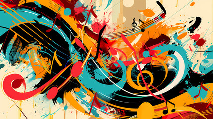 Abstract Classical music hand drawn doodle banner cartoon vector image