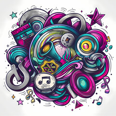 Abstract Classical music hand drawn doodle banner cartoon vector image