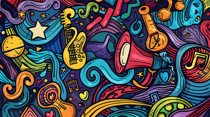 Abstract Classical music hand drawn doodle banner cartoon vector image