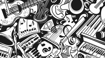 Abstract Classical music hand drawn doodle banner cartoon vector image