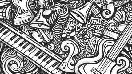 Abstract Classical music hand drawn doodle banner cartoon vector image
