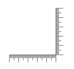 Corner ruler vector. Size indicators set isolated on background. Unit distances. Concept graphic element. Measuring scales.