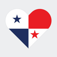 National flag of Panama. Panama Flag. Panama Heart flag. 
