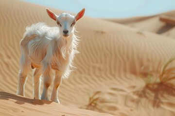 Obraz na płótnie Canvas a cute goat in the desert