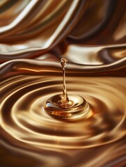Droplet of essential oil falling onto a luxurious silk surface, creating subtle ripples.