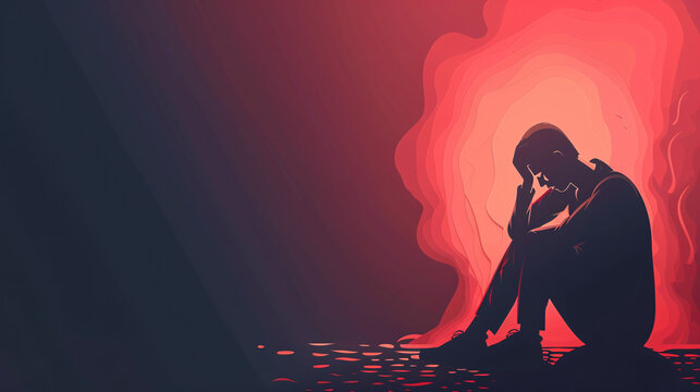 Depiction of Post-Traumatic Stress Disorder with a Person in Distress