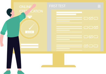 Boy doing online certification.