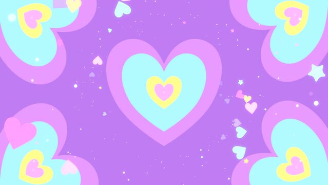 Looped colorful hearts and stars animation.