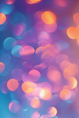 A soft, abstract image featuring bokeh lights in a harmonious blend of pink, blue, and orange hues. The composition creates a dreamy, tranquil atmosphere with gentle, blurred circles of light.