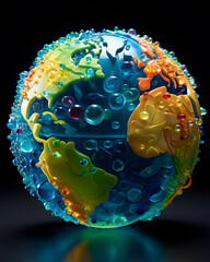 Colorful 3D rendering of Earth with a smooth surface and no water.