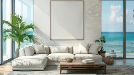 Tranquil Coastal Living Room with Captivating Ocean View