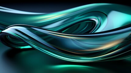 Digital technology glass dark green and blue curve poster background