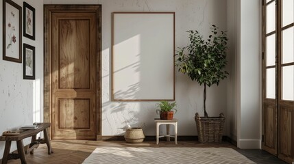Warm and Inviting Hallway with Family Mementos and Natural Decor Elements