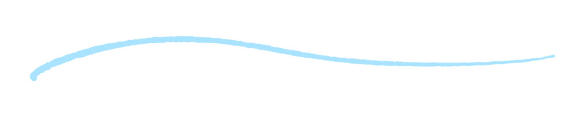 手書きのゆるやかにカーブする水色の横長の線 - シンプルでおしゃれなデザイン素材
