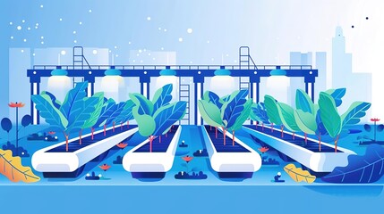 A digital illustration of a futuristic greenhouse