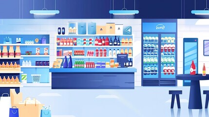 Obraz premium A grocery store is a retail store that sells a wide variety of food, beverages, and household products