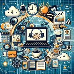 Obraz premium Connected Anywhere: The Power of Remote Work & Video Conferencing