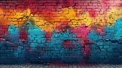 brick wall with a piece of street art that has challenged the status quo and questioned authority,illustration image